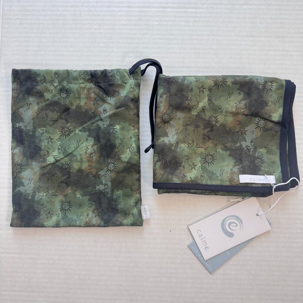 Johnny Was CALME Towel with Bag Space Camo Star Sun Moon Boho 20 x 39 Gym NEW